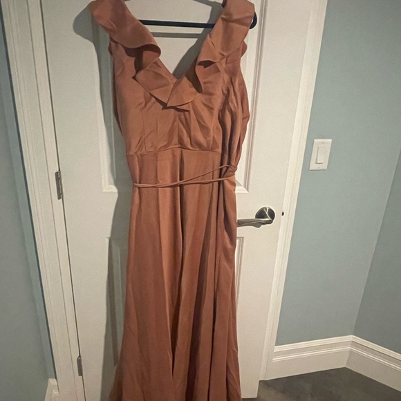 BHLDN Rust Brown Ruffle Wrap Maxi Dress - Picture 4 of 4